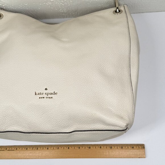 Kate Spade Kat Shoulder Bag Off White Pebbled Leather Slouchy Hobo - Picture 12 of 14